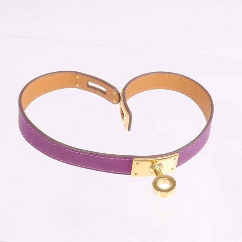 HERMES Swift皮革Kelly Double Tour Bracelet金扣手鐲-9