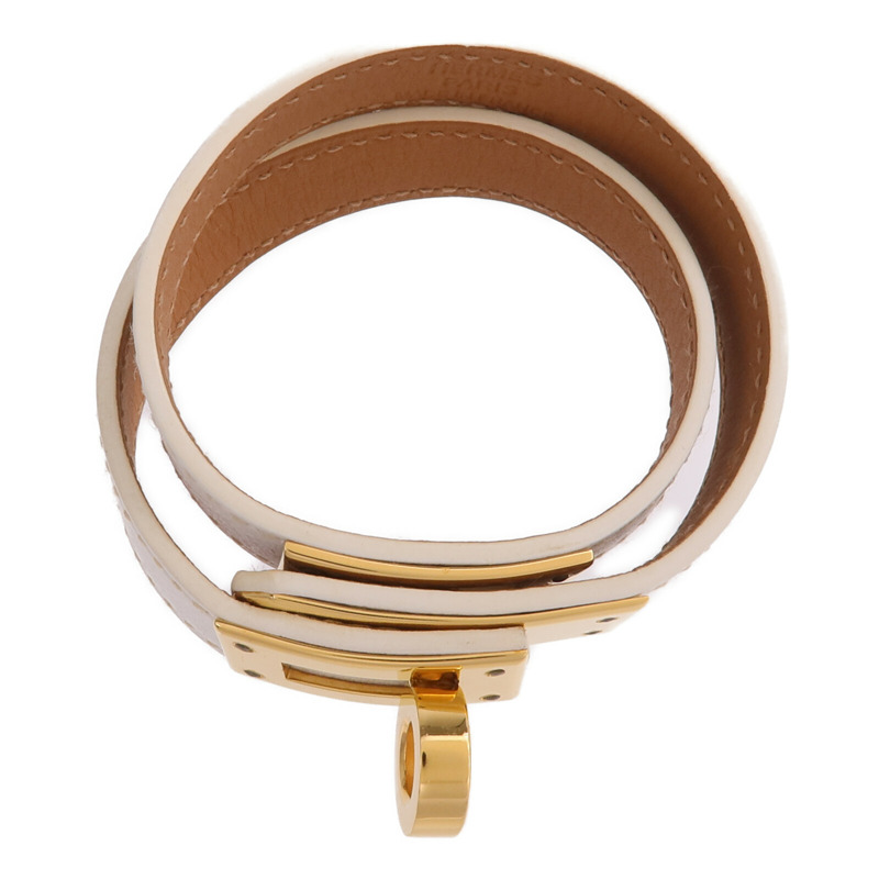 HERMES Epsom皮革Kelly Double Tour Bracelet金扣手鐲-3