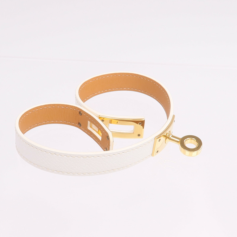 HERMES Epsom皮革Kelly Double Tour Bracelet金扣手鐲-6