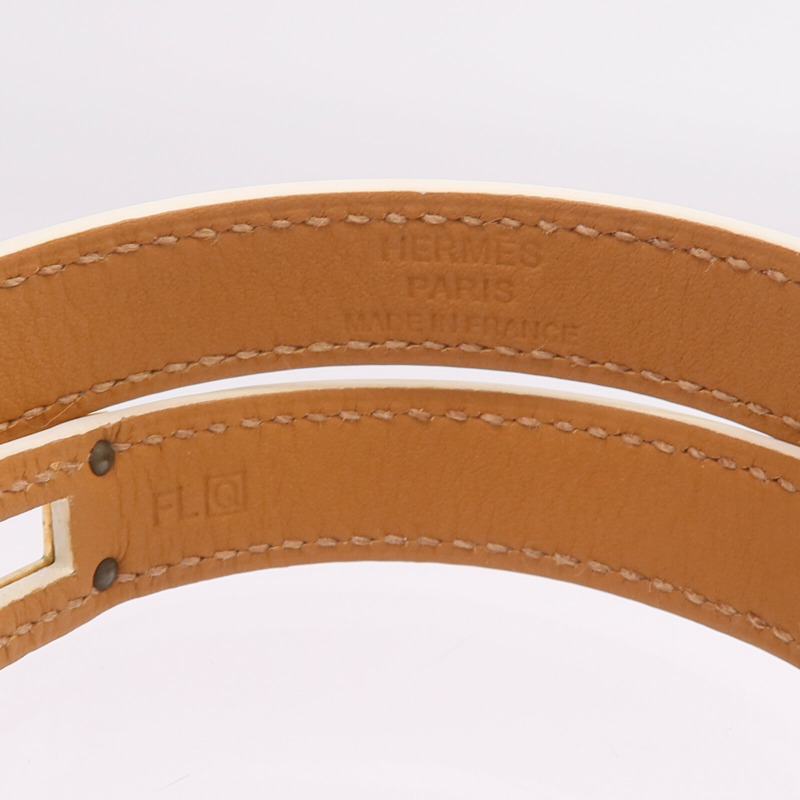 HERMES Epsom皮革Kelly Double Tour Bracelet金扣手鐲-7