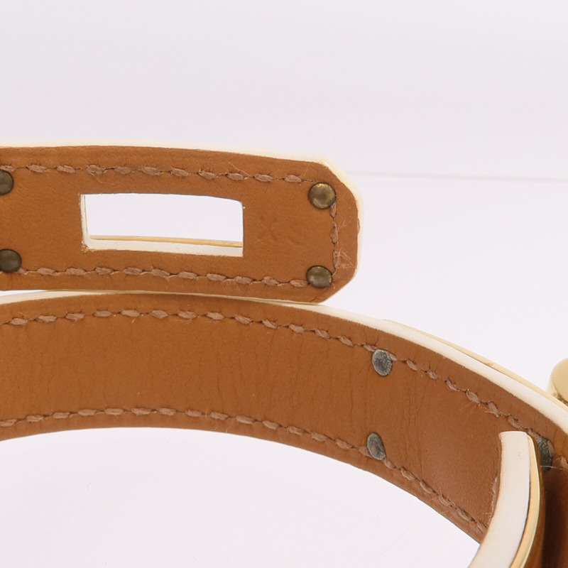 HERMES Epsom皮革Kelly Double Tour Bracelet金扣手鐲-8