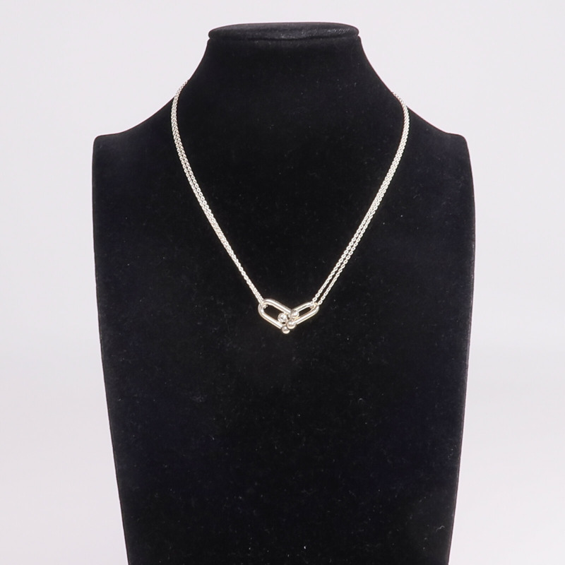 TIFFANY＆CO 925純銀Double Link Pendant Necklace項鍊-9