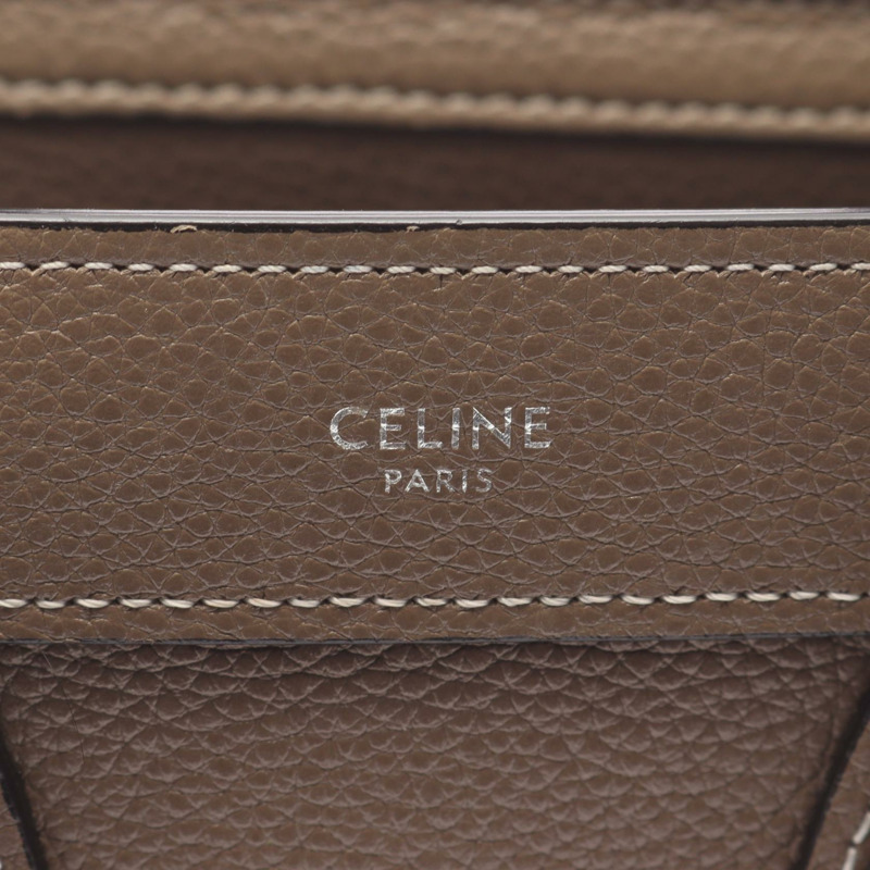 CELINE Luggage Nano Shopper 單肩斜背手提包，灰色皮革，二手女款-3