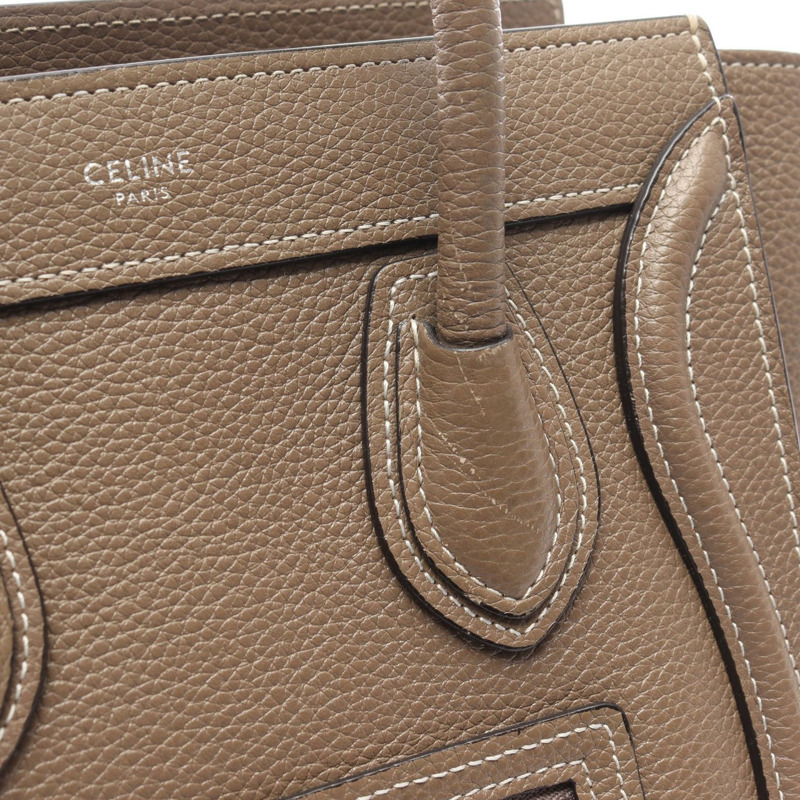 CELINE Luggage Nano Shopper 單肩斜背手提包，灰色皮革，二手女款-4