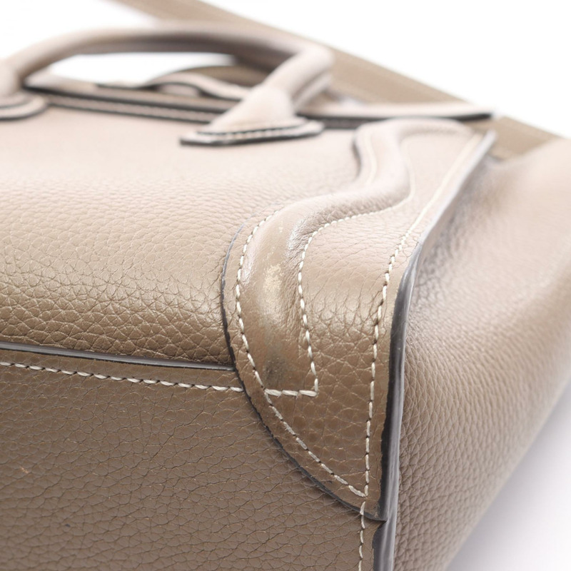 CELINE Luggage Nano Shopper 單肩斜背手提包，灰色皮革，二手女款-7