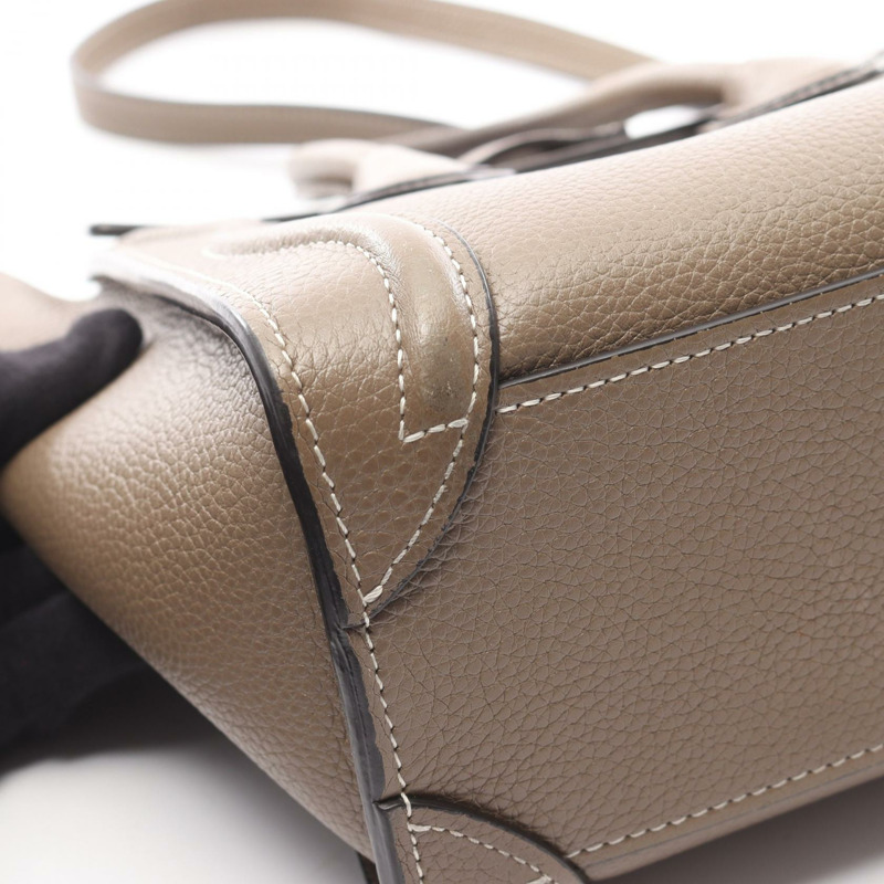 CELINE Luggage Nano Shopper 單肩斜背手提包，灰色皮革，二手女款-8