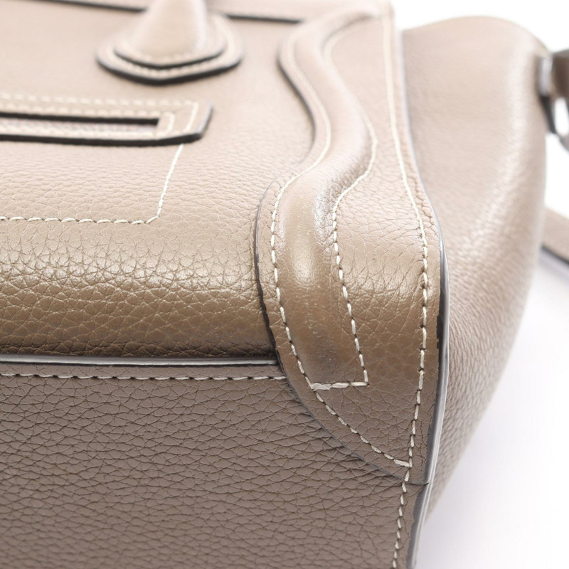 CELINE Luggage Nano Shopper 單肩斜背手提包，灰色皮革，二手女款-9