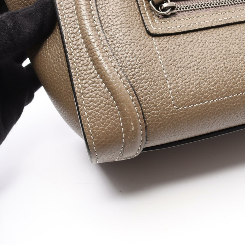 CELINE Luggage Nano Shopper 單肩斜背手提包，灰色皮革，二手女款-10