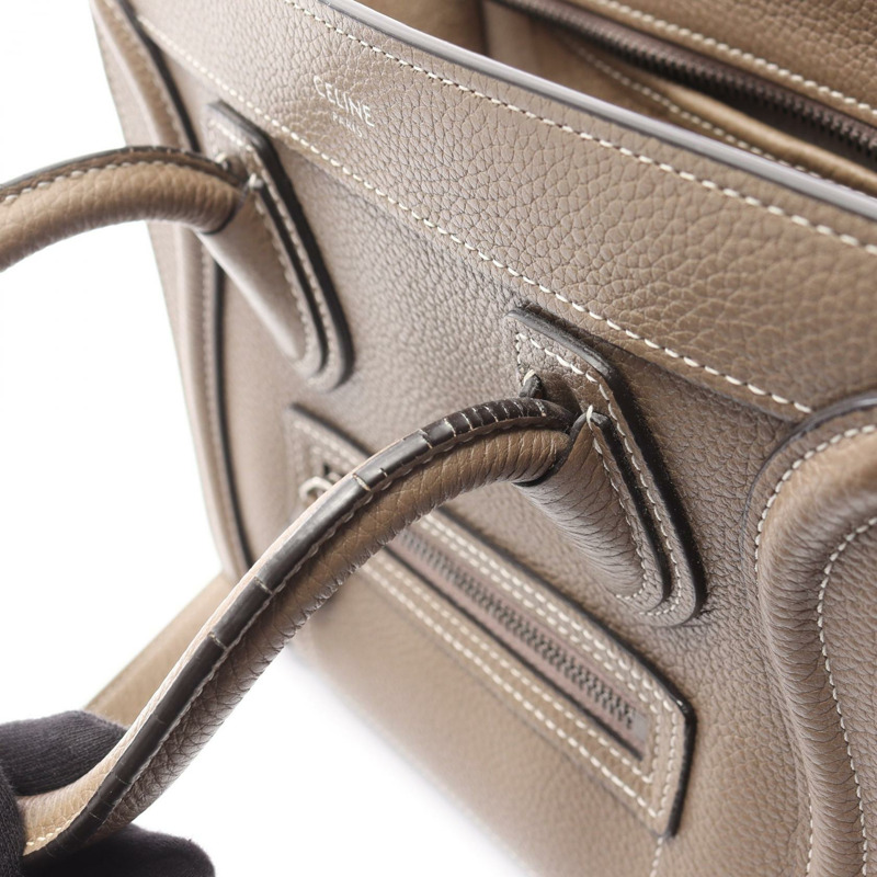 CELINE Luggage Nano Shopper 單肩斜背手提包，灰色皮革，二手女款-11