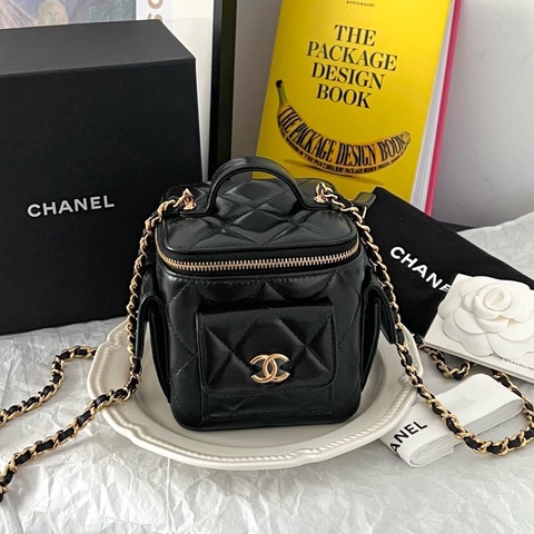✨Chanel 22K cargo 黑金羊皮小盒子 晶片款🖤