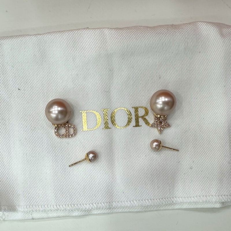 Dior金色珍珠cd耳環-0