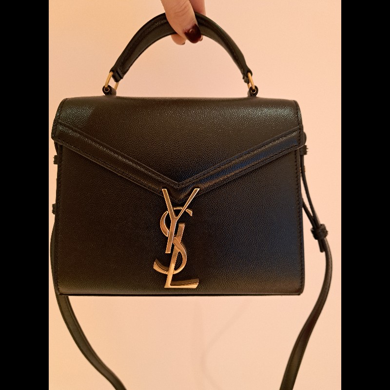 YSL 聖羅蘭Saint Laurent Cassandra粒面壓紋皮革迷你手挽袋
黑色-5