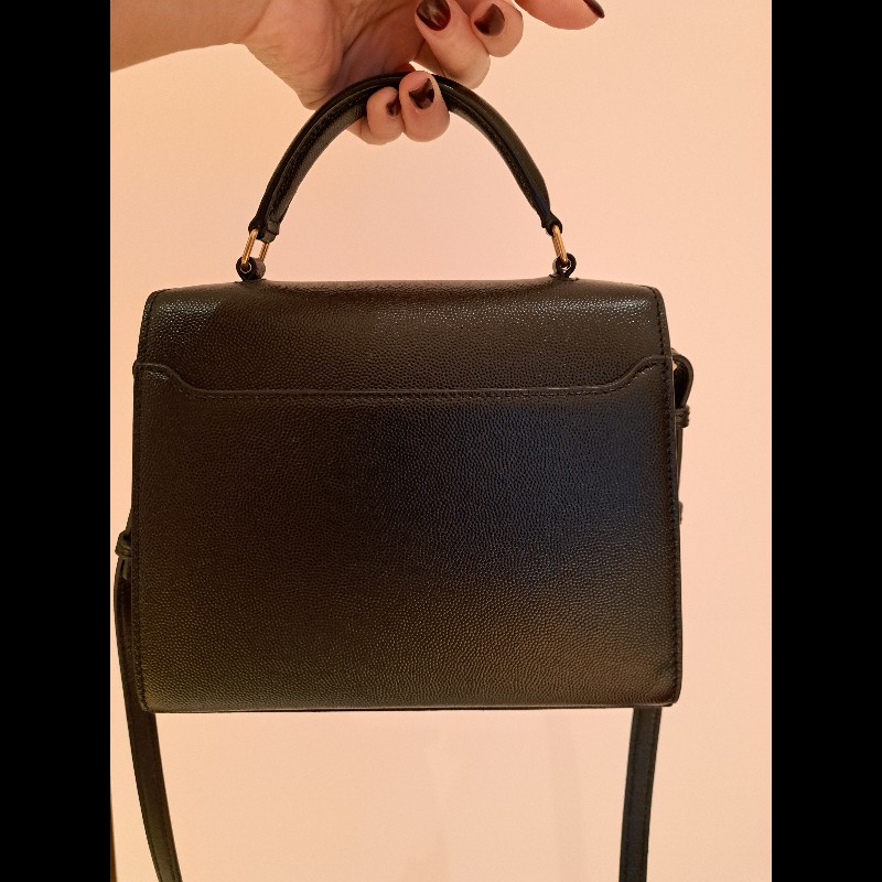 YSL 聖羅蘭Saint Laurent Cassandra粒面壓紋皮革迷你手挽袋
黑色-6