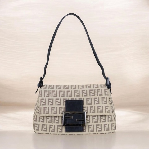 「JL精品代購」9新 FENDI 奶茶拼黑胖丁法棍