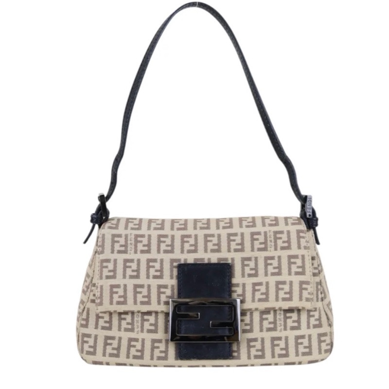 「JL精品代購」9新 FENDI 奶茶拼黑胖丁法棍-2