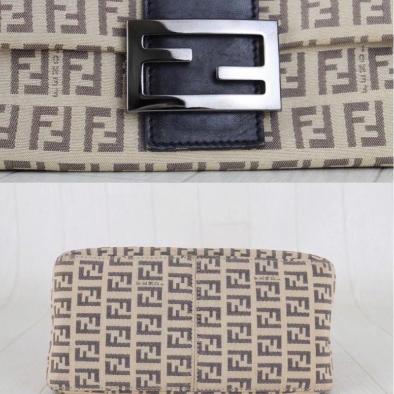 「JL精品代購」9新 FENDI 奶茶拼黑胖丁法棍-5