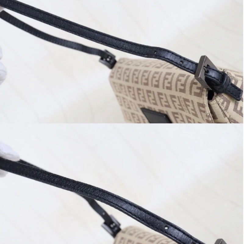 「JL精品代購」9新 FENDI 奶茶拼黑胖丁法棍-7