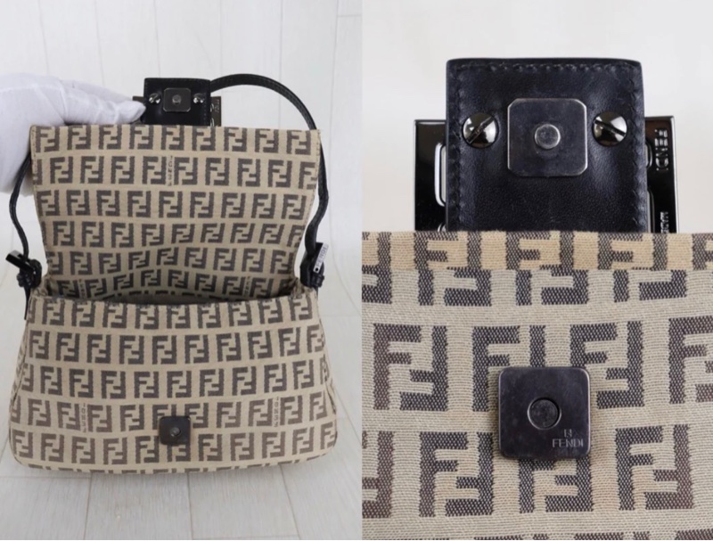 「JL精品代購」9新 FENDI 奶茶拼黑胖丁法棍-10