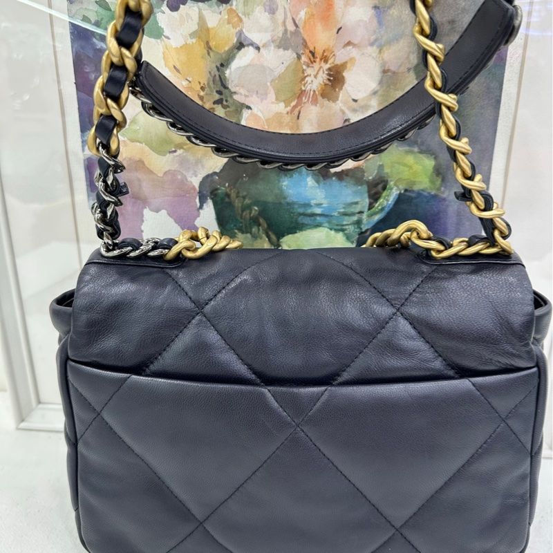 Chanel香奈爾深藍晶片19bag中號 原始成色非常好 包型好 大小適中 25 x 7.5 x 15.5-2