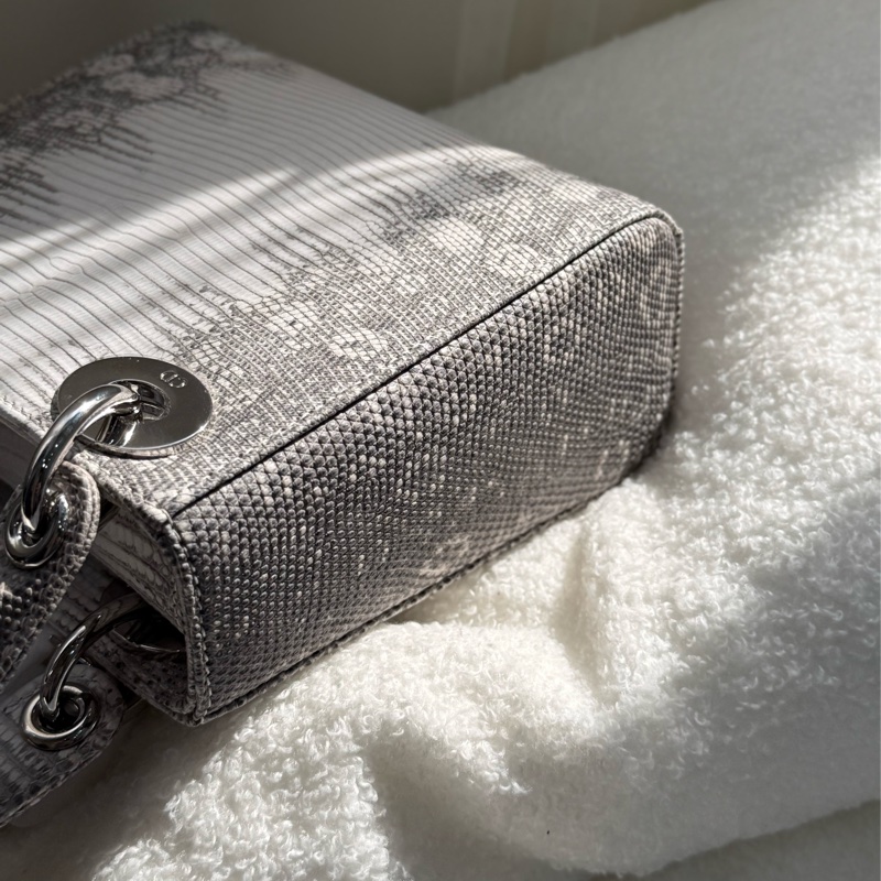 (台灣購證🇹🇼全配)全新 lady Dior 喜馬拉雅原色蜥蜴皮黛妃包 專櫃約五十萬-5