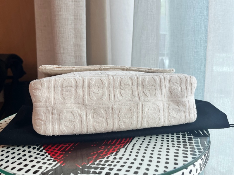 香奈兒 CHANEL 白色粗鍊時髦肩背包 棉布質老香 中古包 罕見膠鍊古董包-4