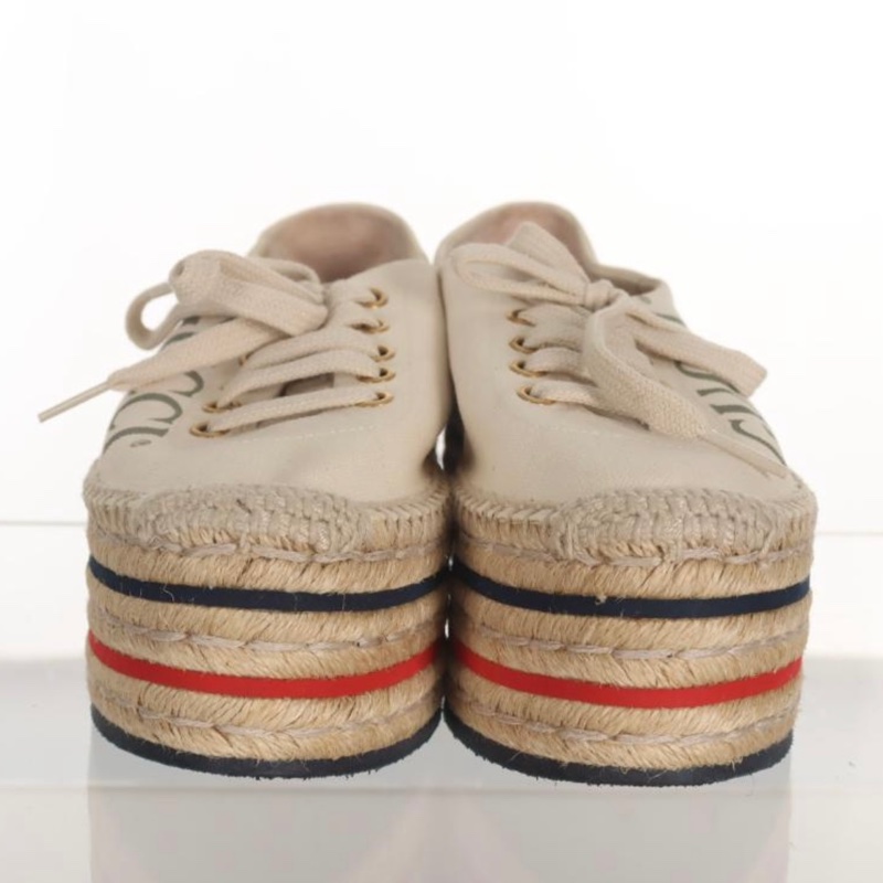 GUCCI 新款Gucci標誌松糕帆布鞋 女款 米白色-5