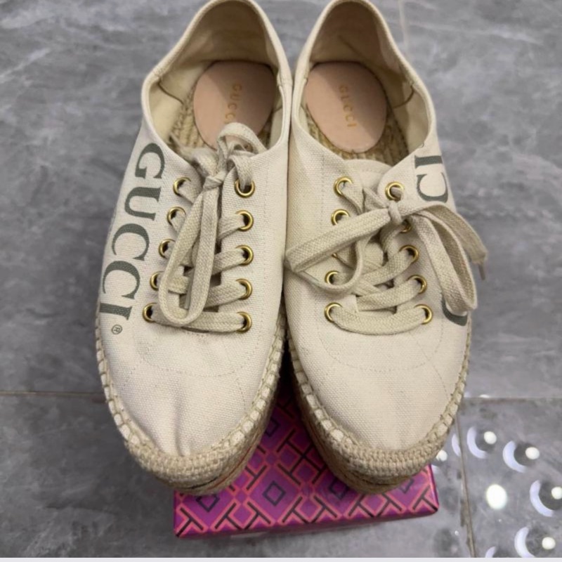 GUCCI 新款Gucci標誌松糕帆布鞋 女款 米白色-6