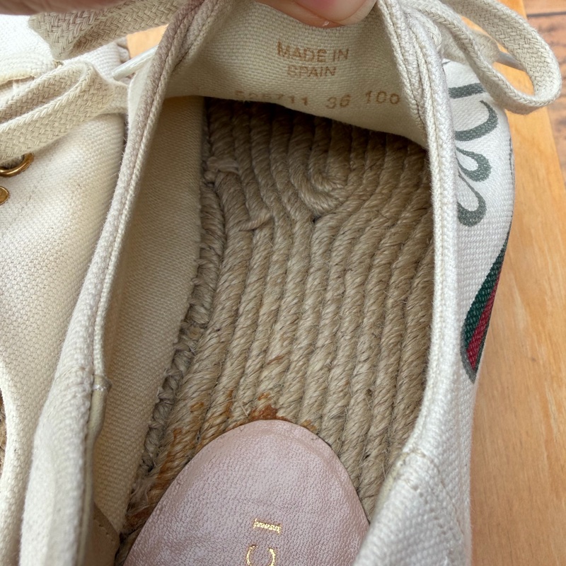 GUCCI 新款Gucci標誌松糕帆布鞋 女款 米白色-11