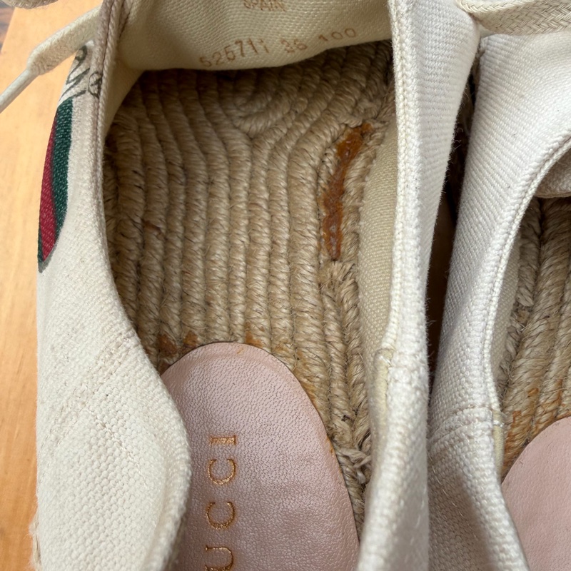 GUCCI 新款Gucci標誌松糕帆布鞋 女款 米白色-14