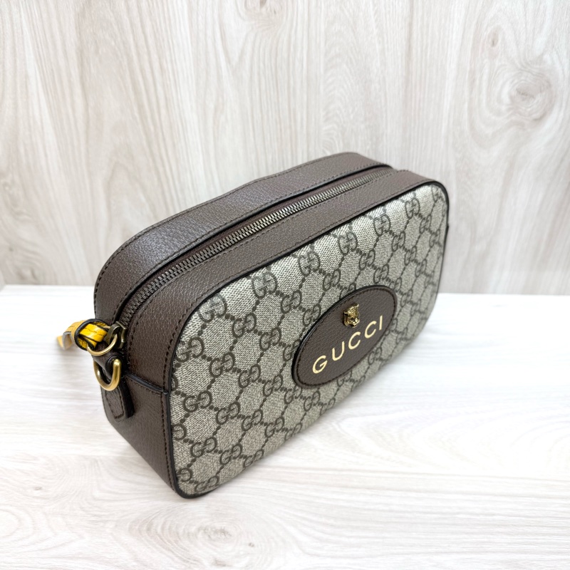 GUCCI老花虎頭綠紅綠背帶側背包 476466-6