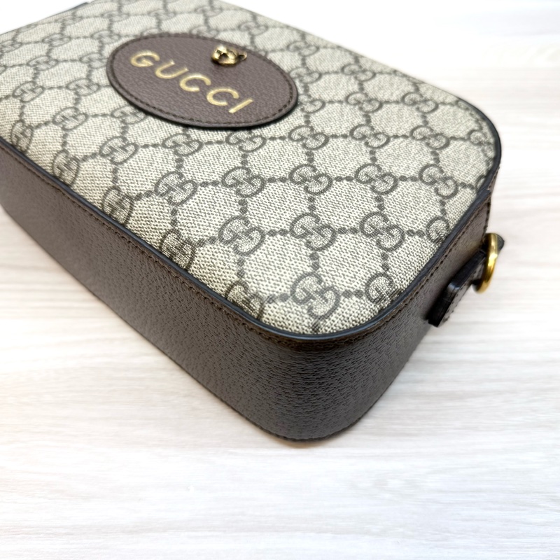 GUCCI老花虎頭綠紅綠背帶側背包 476466-9