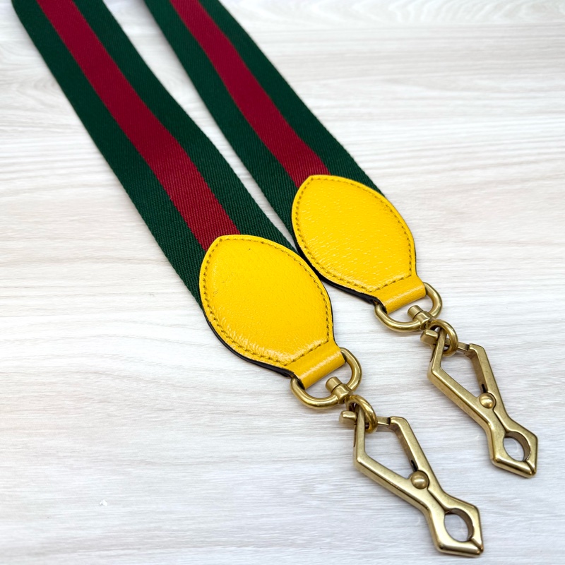 GUCCI老花虎頭綠紅綠背帶側背包 476466-15