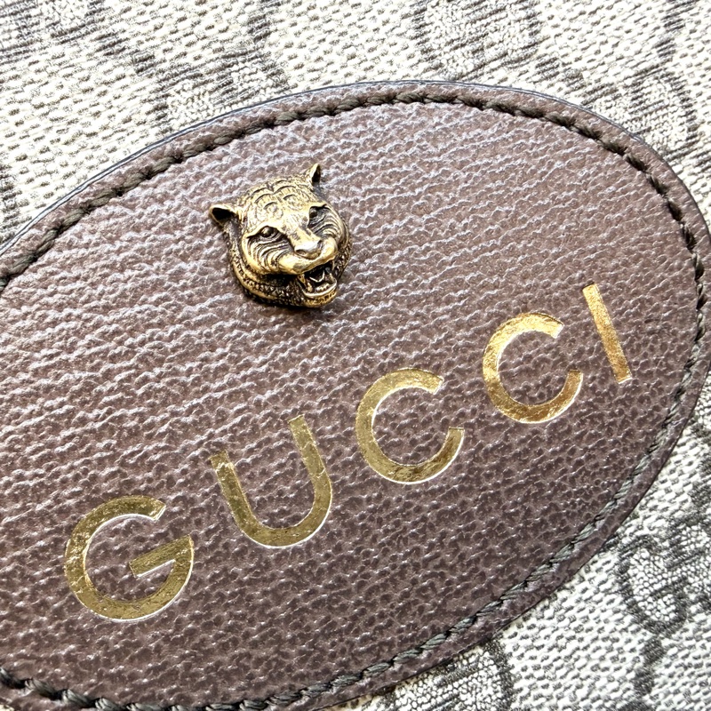 GUCCI老花虎頭綠紅綠背帶側背包 476466-19