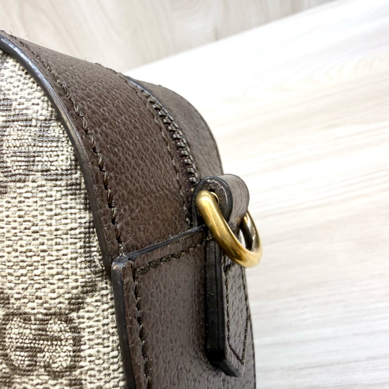 GUCCI老花虎頭綠紅綠背帶側背包 476466-20