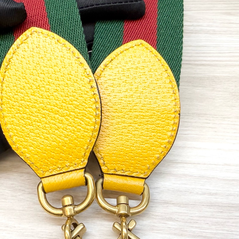 GUCCI老花虎頭綠紅綠背帶側背包 476466-22