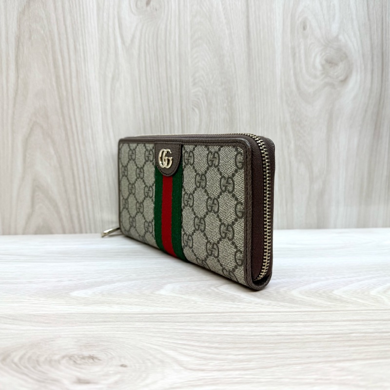 GUCCI原花拚綠紅綠織帶OPHIDAㄇ拉長夾838484-3