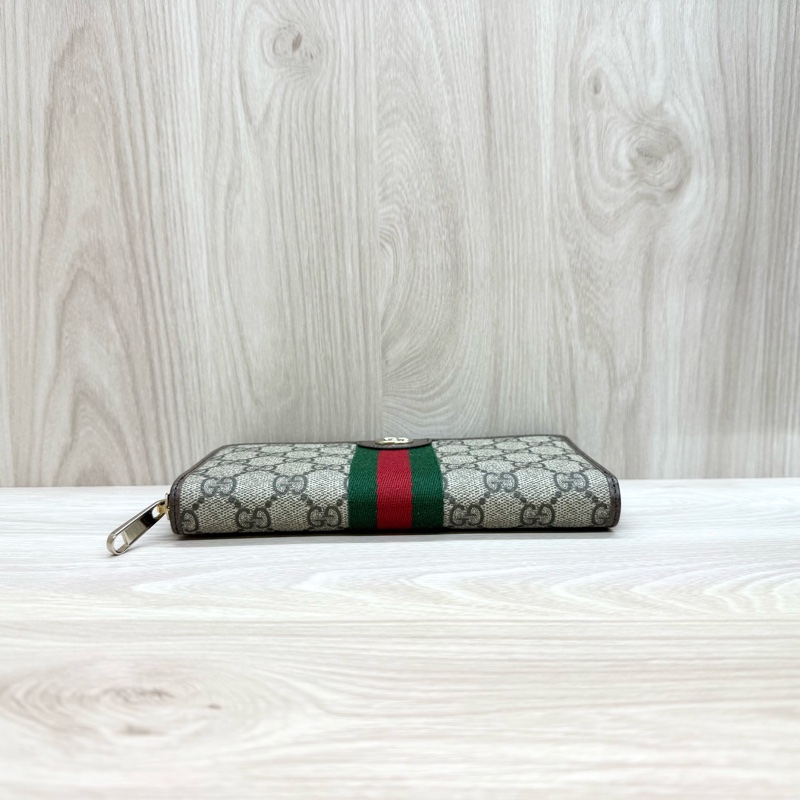 GUCCI原花拚綠紅綠織帶OPHIDAㄇ拉長夾838484-6