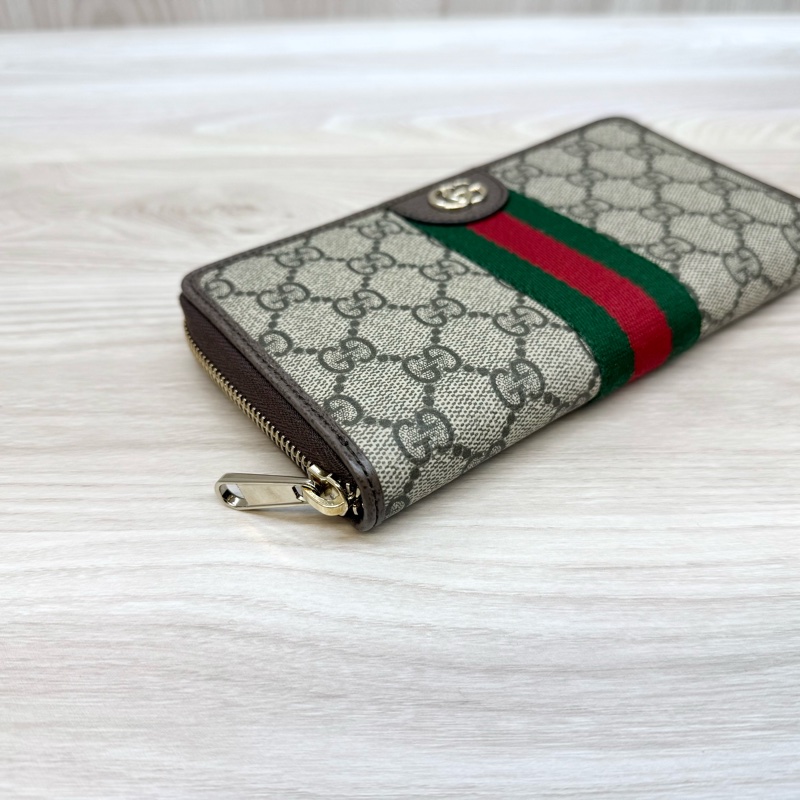 GUCCI原花拚綠紅綠織帶OPHIDAㄇ拉長夾838484-8