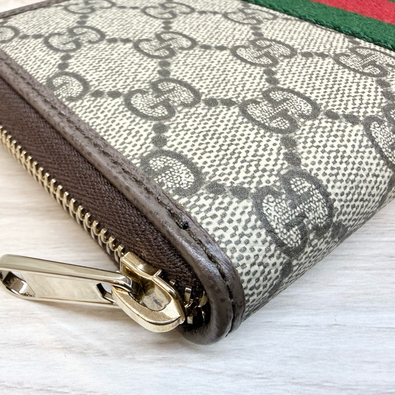 GUCCI原花拚綠紅綠織帶OPHIDAㄇ拉長夾838484-9