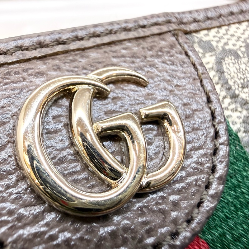 GUCCI原花拚綠紅綠織帶OPHIDAㄇ拉長夾838484-18