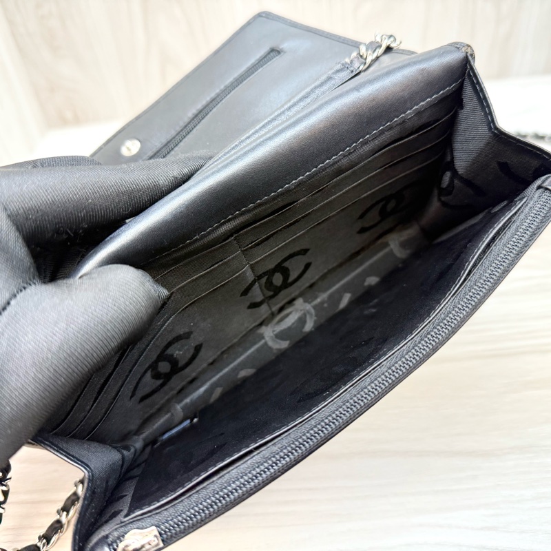 Chanel黑銀小牛皮康朋Woc鏈包-19