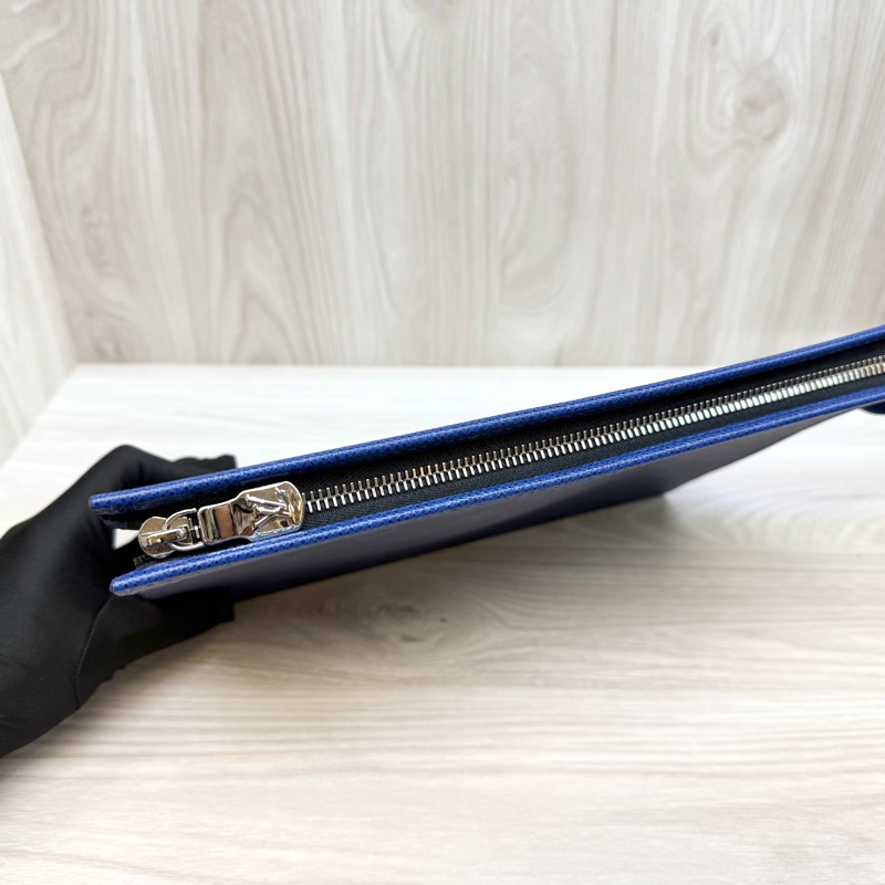 LV海洋藍色牛皮銀鍊Pochette Voyage MM手拿包M30423-6