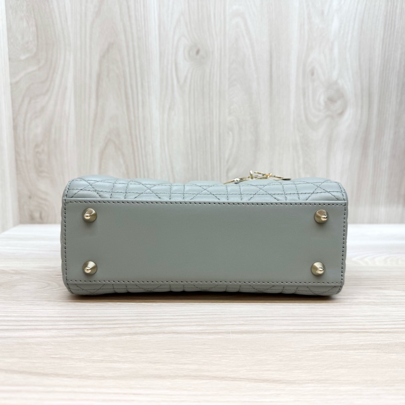 DIOR霧霾藍灰藤格紋小牛皮Lady Dior黛妃包M0538-6