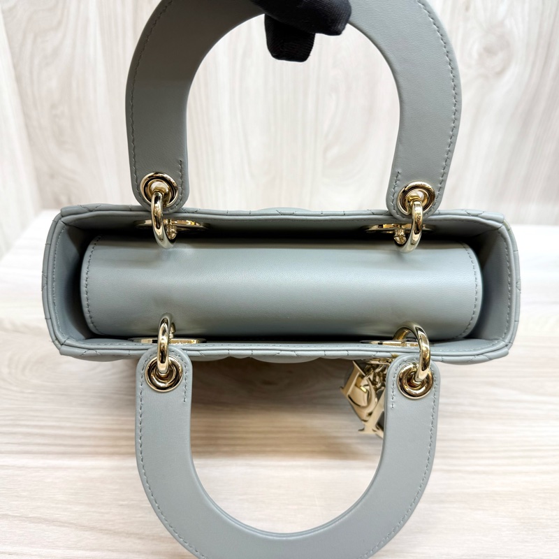 DIOR霧霾藍灰藤格紋小牛皮Lady Dior黛妃包M0538-7