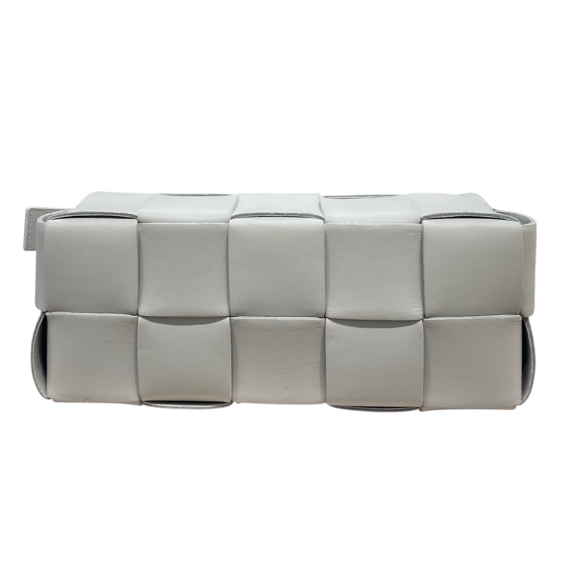 BOTTEGA VENETA 寶緹嘉 SMALL BRICK CASSETTE HOBO BAG 編織格紋肩背包 羊皮 灰色 金釦-5