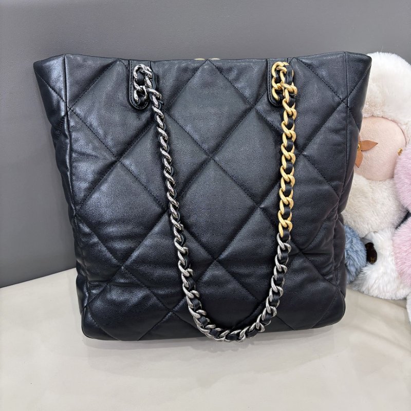 芯片款 香奈兒/Chanel 黑色19bag購物袋托特包-1