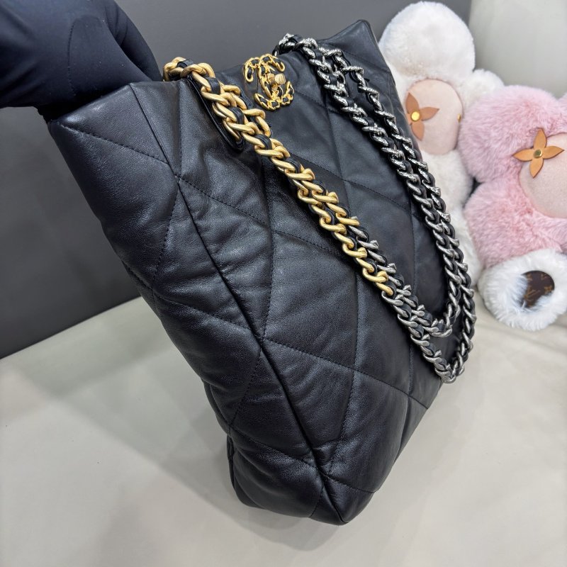 芯片款 香奈兒/Chanel 黑色19bag購物袋托特包-2