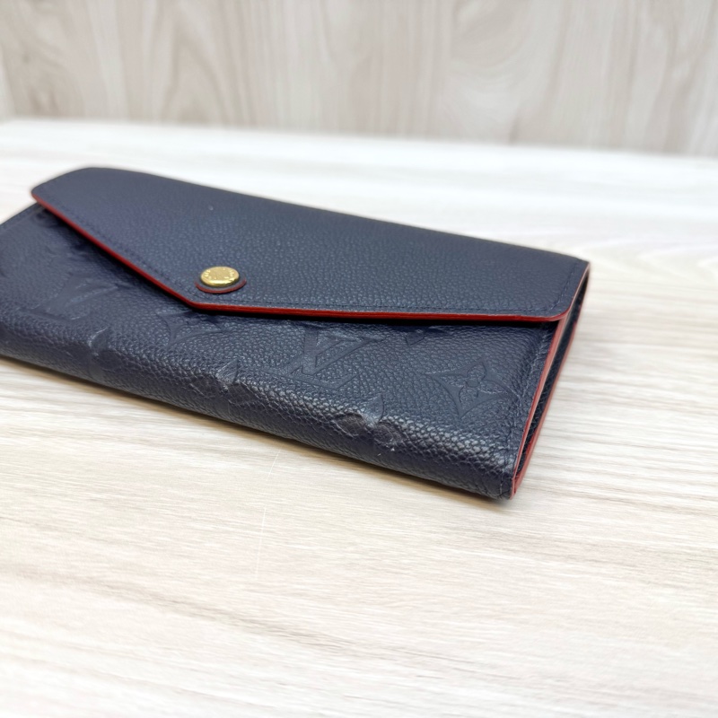 LV海軍藍牛皮壓紋滾紅邊信封式長夾M62125-11