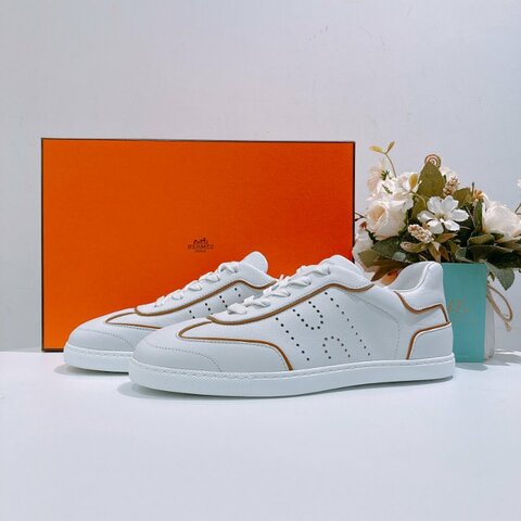 TW4718 Hermes 愛馬仕 百搭 小白鞋 全皮 板鞋 Match Sneaker 37.5 Size Blanc / Nature