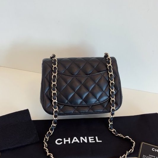 近新品 香奈兒/Chanel 黑金菱格CF方胖子鏈條包-1
